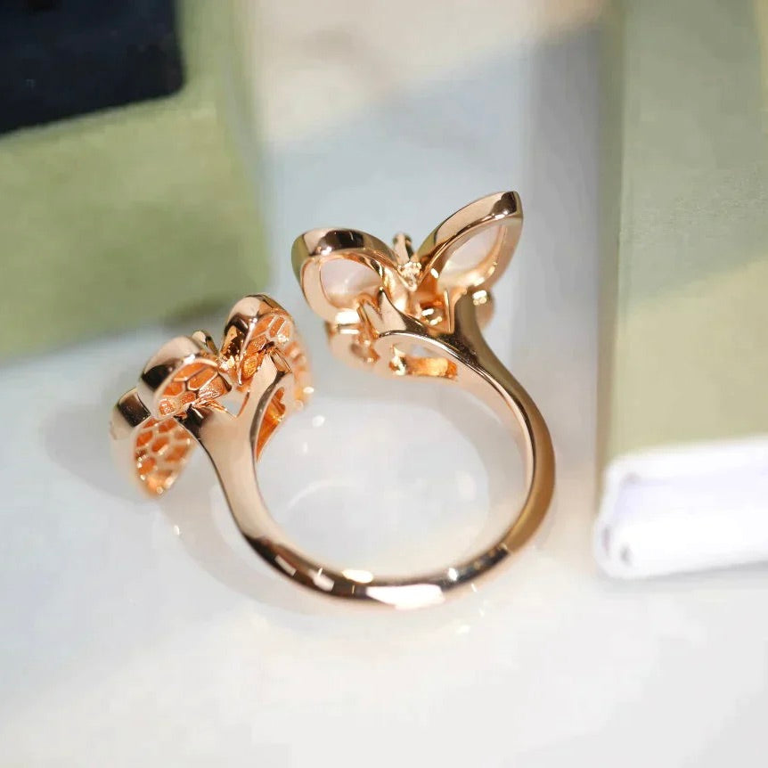 [Rose Jewelrys]TWIN BUTTERFLY DIAMOND MOP RING