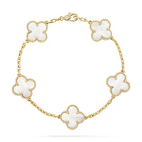 [🌹Rose💎]CLOVER  5 MOTIF WHITE MOP BRACELET