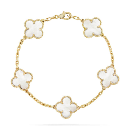 [Rose Jewelrys]CLOVER  5 MOTIF WHITE MOP BRACELET