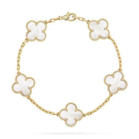 [🌹Rose💎]CLOVER  5 MOTIF WHITE MOP BRACELET