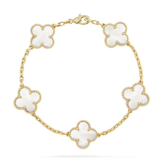 [Rose Jewelrys]CLOVER  5 MOTIF WHITE MOP BRACELET