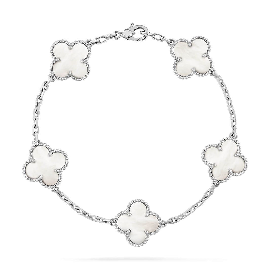 [🌹Rose💎]CLOVER SILVER MOP 5 MOTIF BRACELET