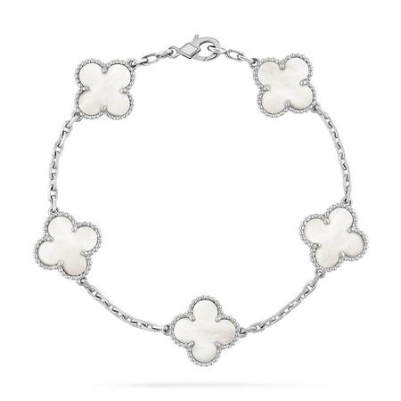 [🌹Rose💎]CLOVER SILVER MOP 5 MOTIF BRACELET