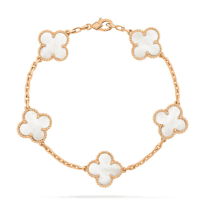 [Rose Jewelrys]CLOVER  5 MOTIF WHITE MOP BRACELET