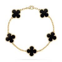 [🌹Rose💎]CLOVER  5 MOTIFS BLACK ONYX BRACELET