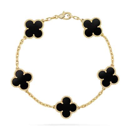 [Rose Jewelrys]CLOVER  5 MOTIFS BLACK ONYX BRACELET