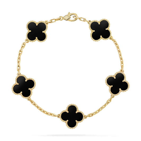 [Rose Jewelrys]CLOVER  5 MOTIFS BLACK ONYX BRACELET