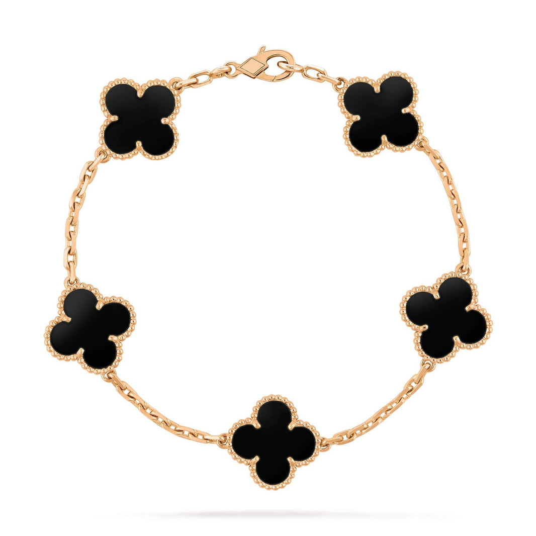 [🌹Rose💎]CLOVER  5 MOTIFS BLACK ONYX BRACELET