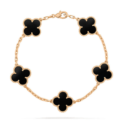[Rose Jewelrys]CLOVER  5 MOTIFS BLACK ONYX BRACELET