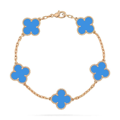 [Rose Jewelrys]CLOVER 5 MOTIFS BLUE AGATE BRACELET