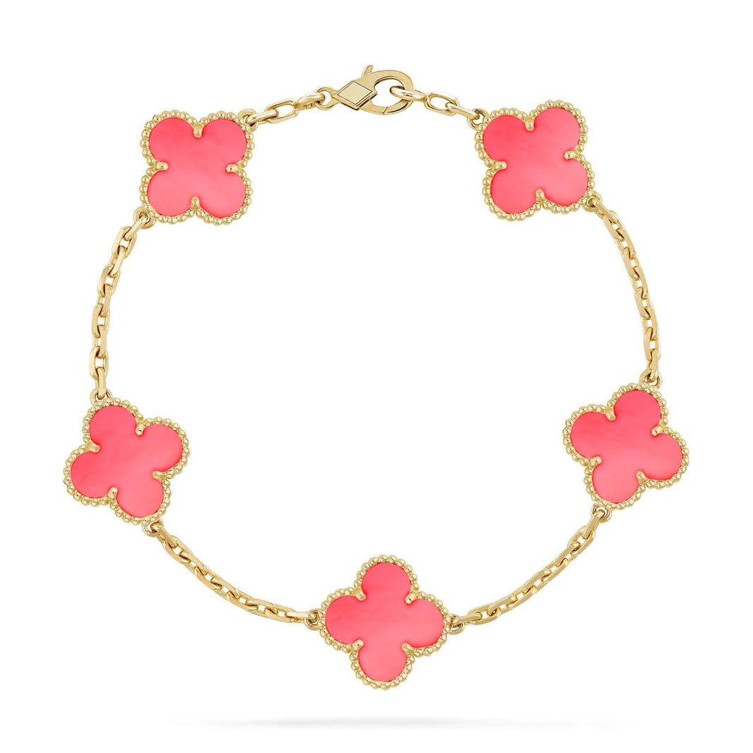 [🌹Rose💎]CLOVER 5 PINK MOP BRACELET