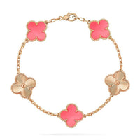 [🌹Rose💎]CLOVER BRACELET 5 MOTIF PINK AND PINK GOLD