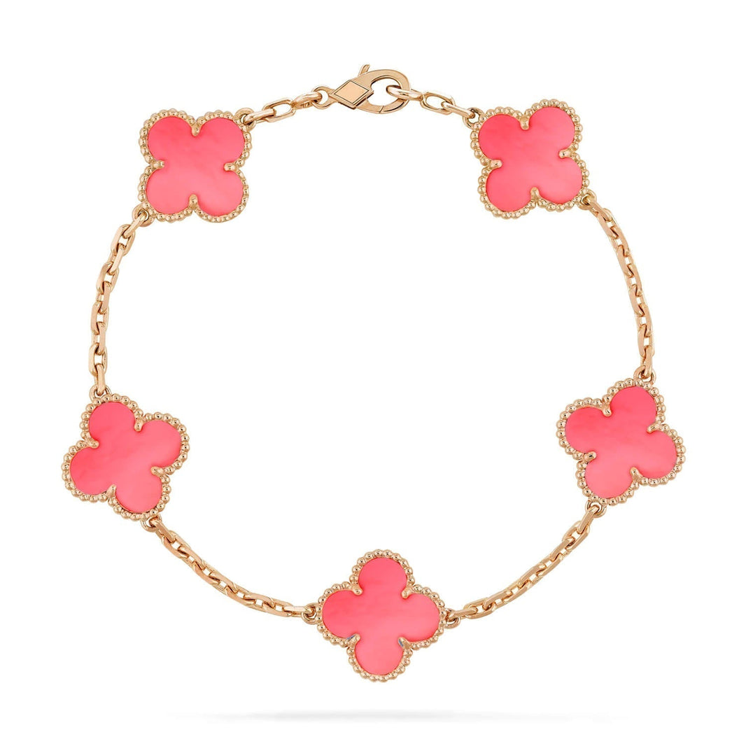 [🌹Rose💎]CLOVER 5 PINK MOP BRACELET
