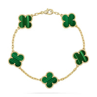 [🌹Rose💎]CLOVER 5 MOTIFS MALACHITE BRACELET