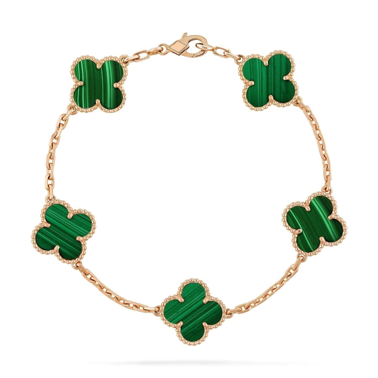 [Rose Jewelrys]CLOVER 5 MOTIFS MALACHITE BRACELET