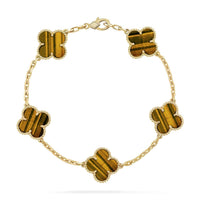 [🌹Rose💎]CLOVER  5 MOTIFS TIGER EYE BRACELET