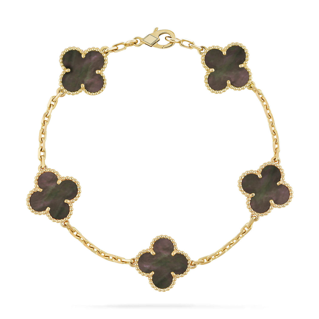 [🌹Rose💎]CLOVER 5 MOTIF GRAY MOP  BRACELET