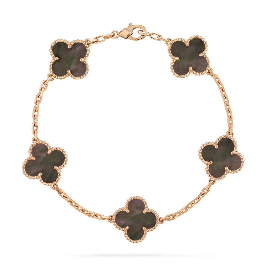 [🌹Rose💎]CLOVER 5 MOTIF GRAY MOP  BRACELET