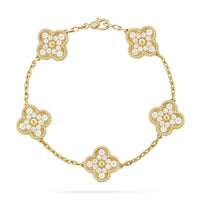 [🌹Rose💎]CLOVER 5 MOTIFS  FULL DIAMOND BRACELET