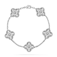 [🌹Rose💎]CLOVER 5 MOTIFS  DIAMOND BRACELET SILVER