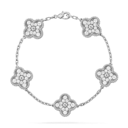 [🌹Rose💎]CLOVER 5 MOTIFS  DIAMOND BRACELET SILVER