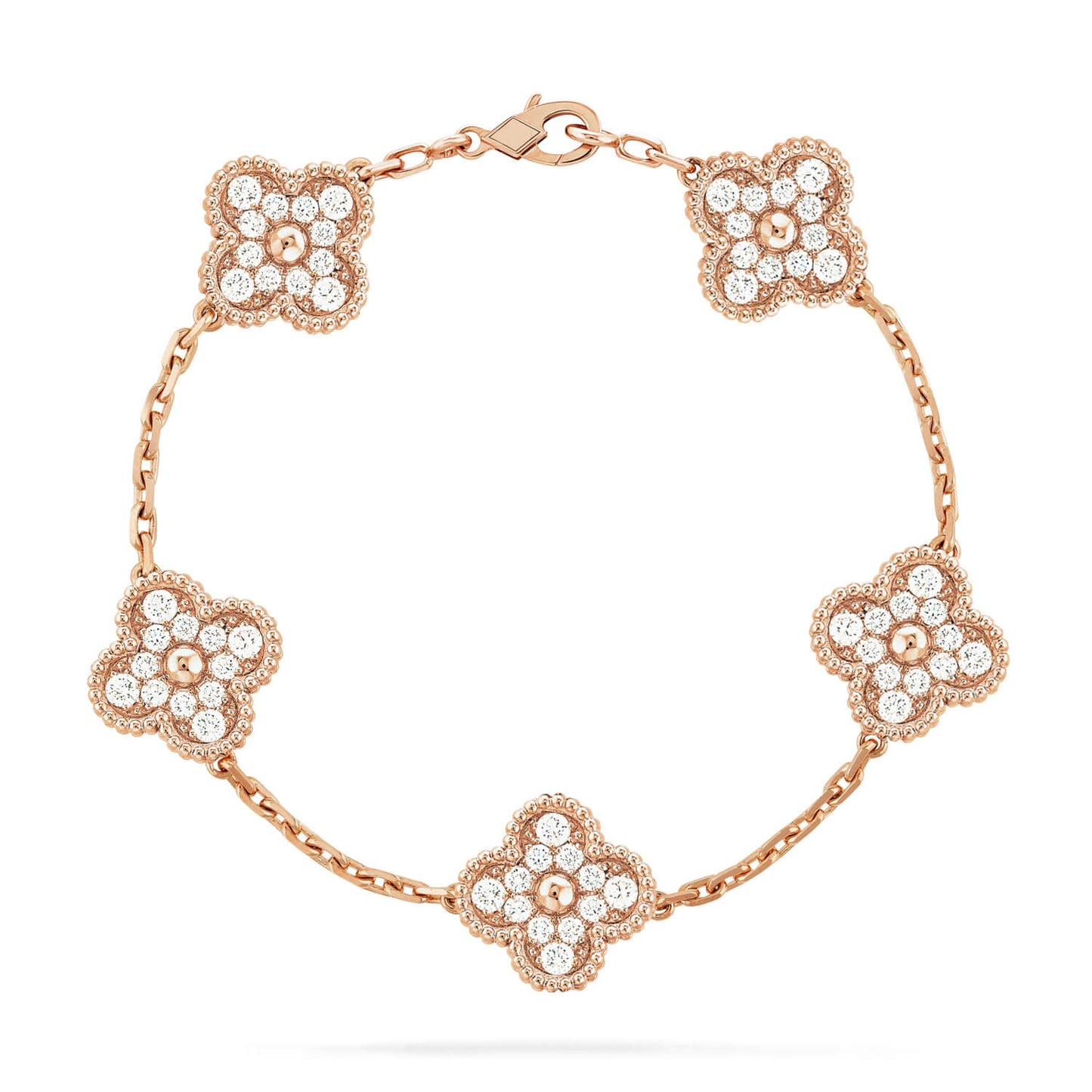 [Rose Jewelrys]CLOVER 5 MOTIFS  FULL DIAMOND BRACELET