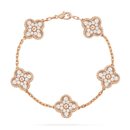 [Rose Jewelrys]CLOVER 5 MOTIFS  FULL DIAMOND BRACELET