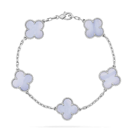 [Rose Jewelrys]CLOVER  5 MOTIF PURPLE CHALCEDONY BRACELET SILVER