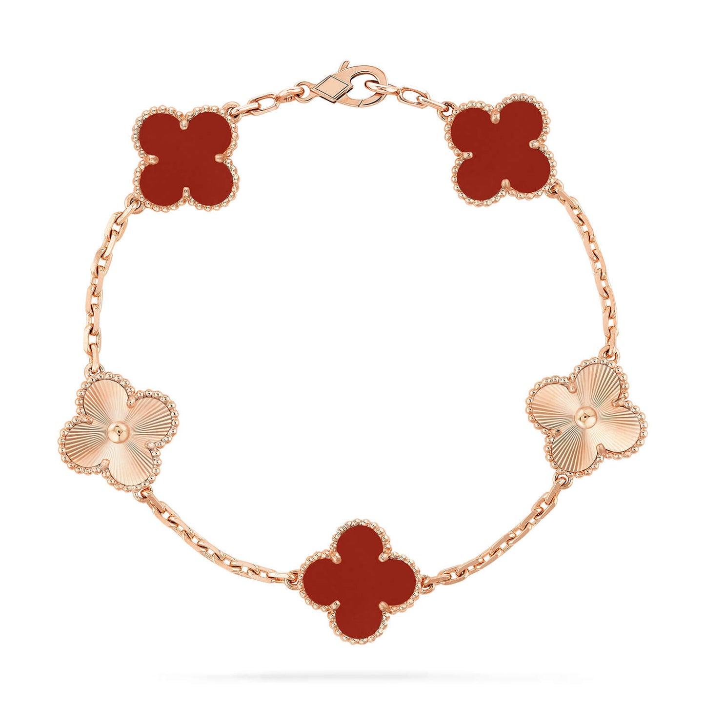[Rose Jewelrys]CLOVER  5 MOTIFS CARNELIAN GOLD BRACELET