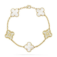 [🌹Rose💎]CLOVER BRACELET 5 MOTIF WHITE MOP DIAMOND