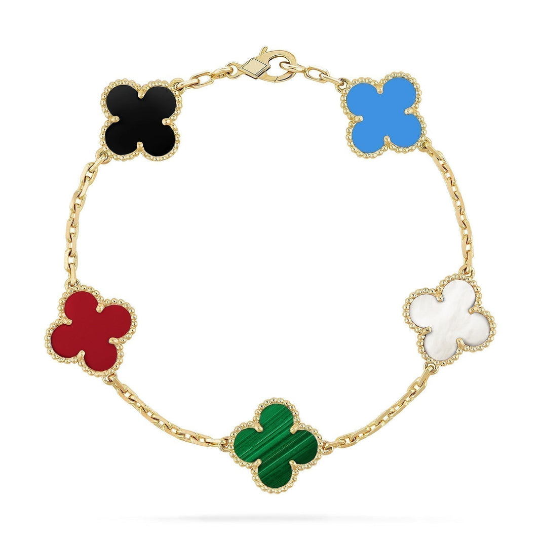 [🌹Rose💎]CLOVER 5 MOTIFS MULTICOLOR  BRACELET