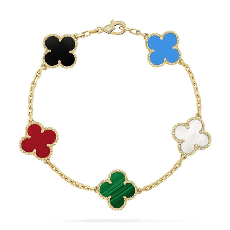 [🌹Rose💎]CLOVER 5 MOTIFS MULTICOLOR  BRACELET