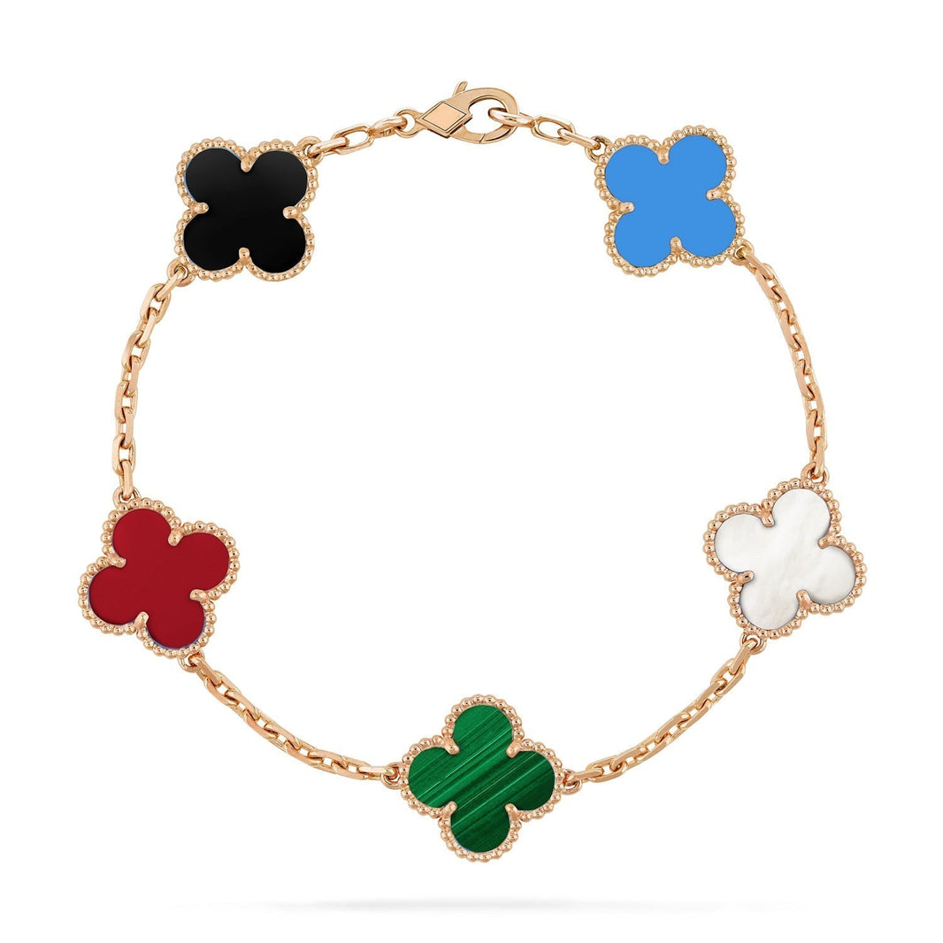 [🌹Rose💎]CLOVER 5 MOTIFS MULTICOLOR  BRACELET