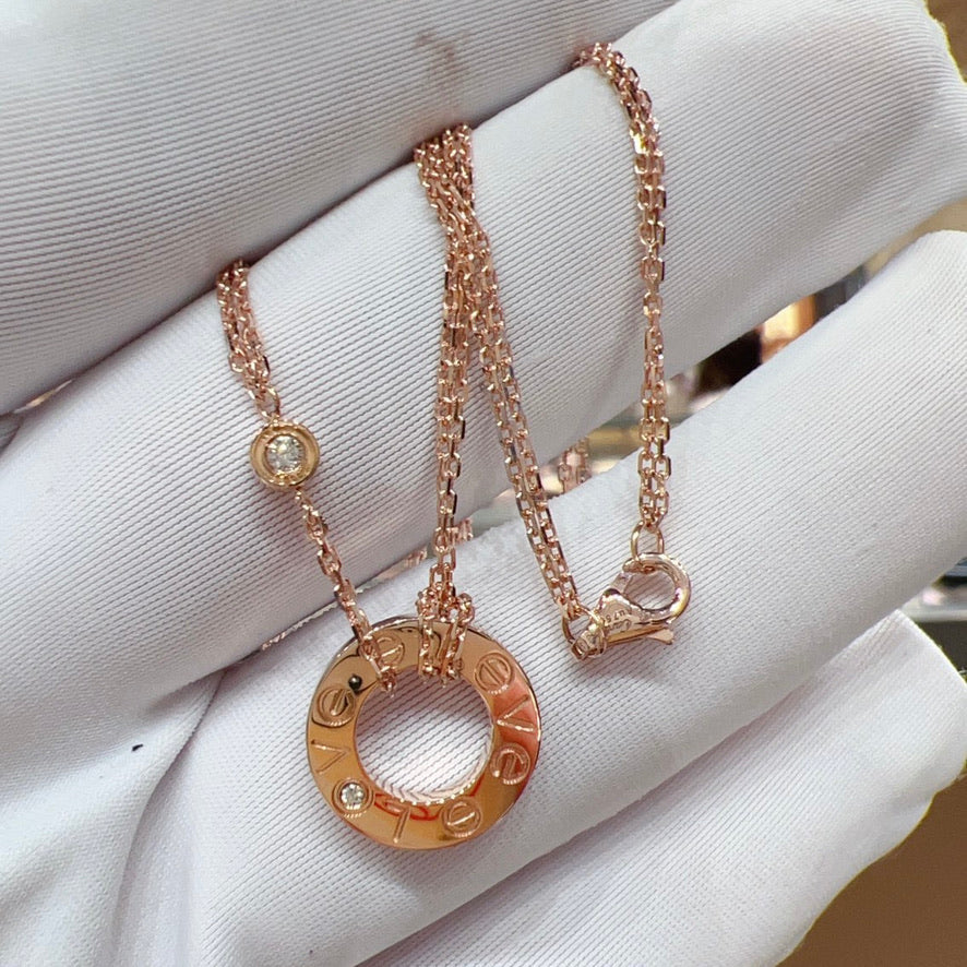 [Rose Jewelrys]LOVE NECKLACE 16MM 2 DIAMONDS