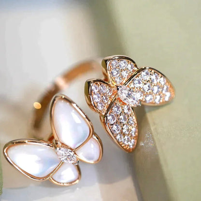 [Rose Jewelrys]TWIN BUTTERFLY DIAMOND MOP RING