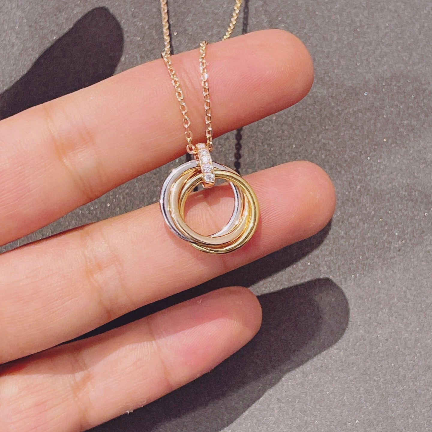 [Rose Jewelrys]TRINITY NECKLACE GOLD  DIAMONDS