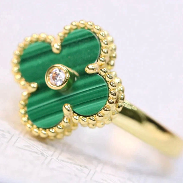 [Rose Jewelrys]CLOVER MALACHITE RING GOLD DIAMOND