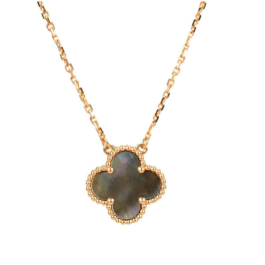 [Rose Jewelrys]CLOVER 15MM  GRAY MOTHER OF PEARL NECKLACE
