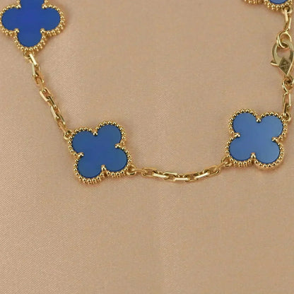 [Rose Jewelrys]CLOVER 5 MOTIFS BLUE AGATE BRACELET