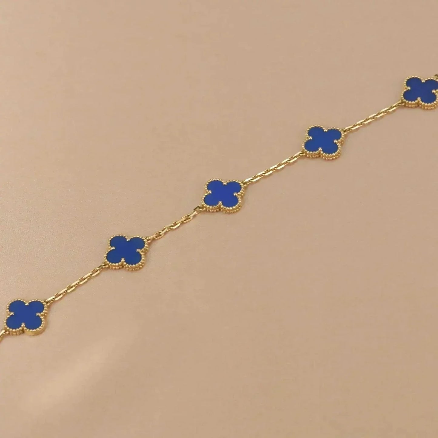 [Rose Jewelrys]CLOVER 5 MOTIFS BLUE AGATE BRACELET