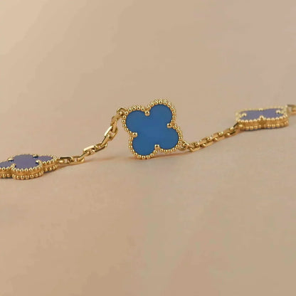 [Rose Jewelrys]CLOVER 5 MOTIFS BLUE AGATE BRACELET