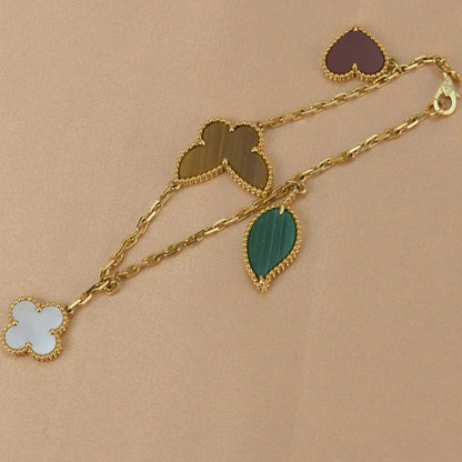 [Rose Jewelrys]LUCKY SPRING 5 MOTIF GOLD BRACELET