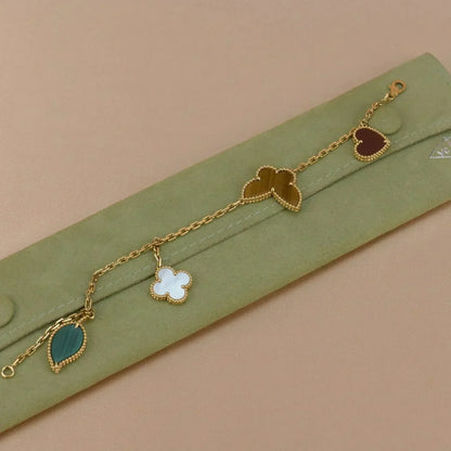 [Rose Jewelrys]LUCKY SPRING 5 MOTIF GOLD BRACELET