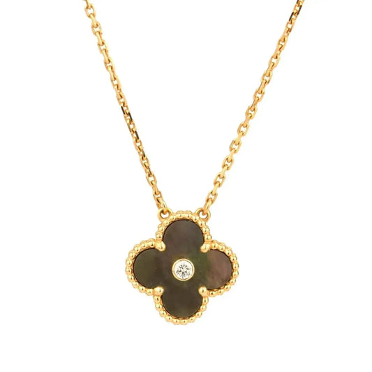 [Rose Jewelrys]CLOVER 15MM DIAMOND AND MOTHER-OF-GREY NECKLACE