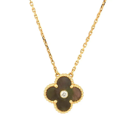 []CLOVER 15MM DIAMOND AND MOTHER-OF-GREY NECKLACE