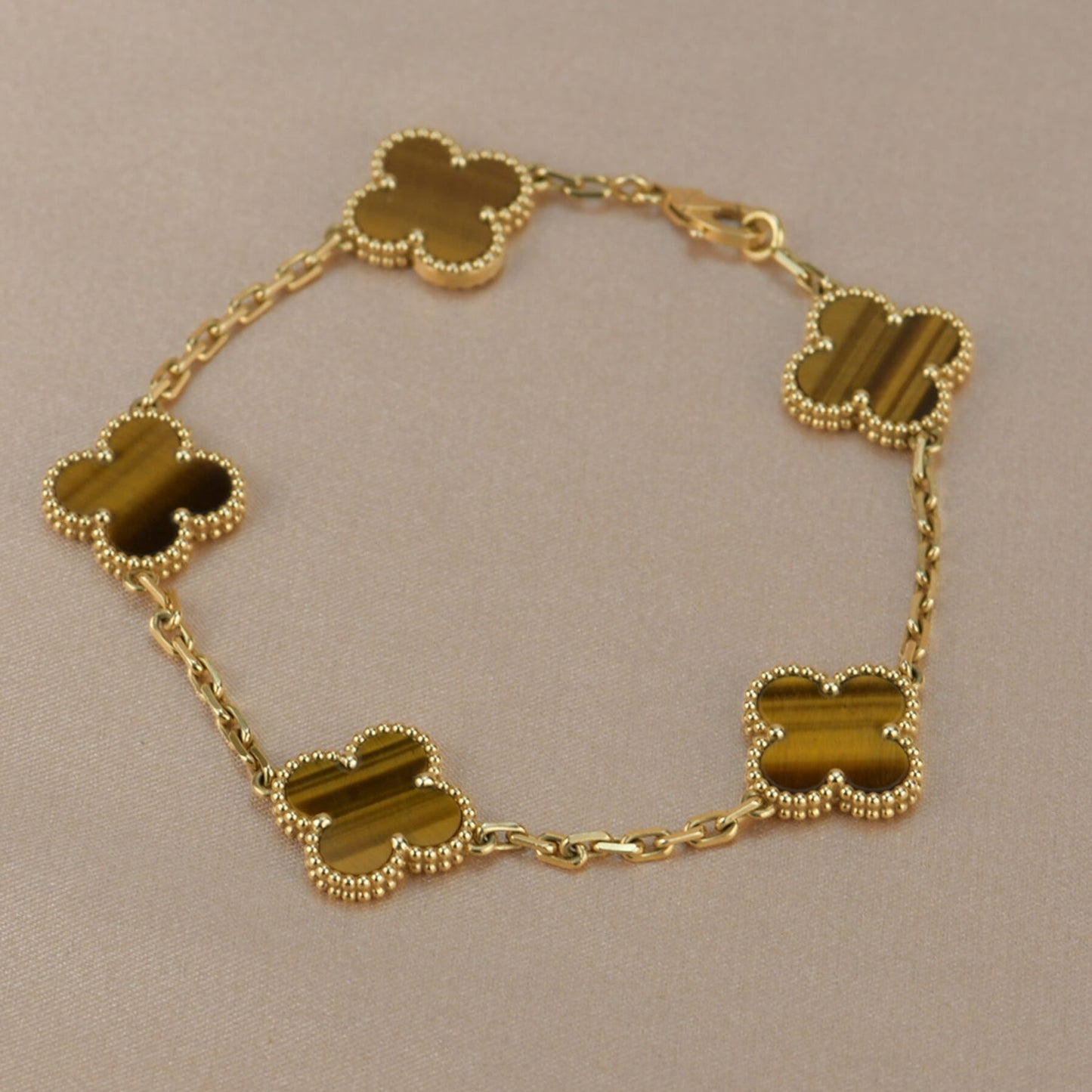 [Rose Jewelrys]CLOVER  5 MOTIFS TIGER EYE BRACELET