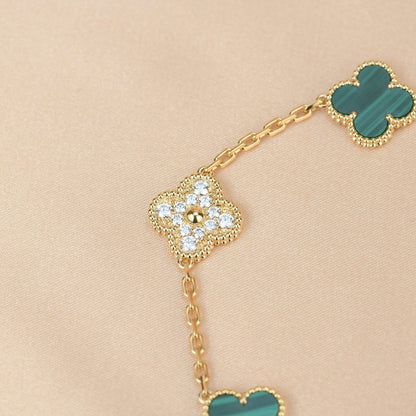 [Rose Jewelrys]CLOVER  5 MOTIF MALACHITE DIAMOND BRACELET