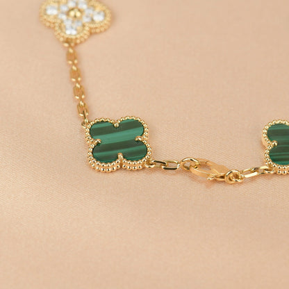 [Rose Jewelrys]CLOVER  5 MOTIF MALACHITE DIAMOND BRACELET