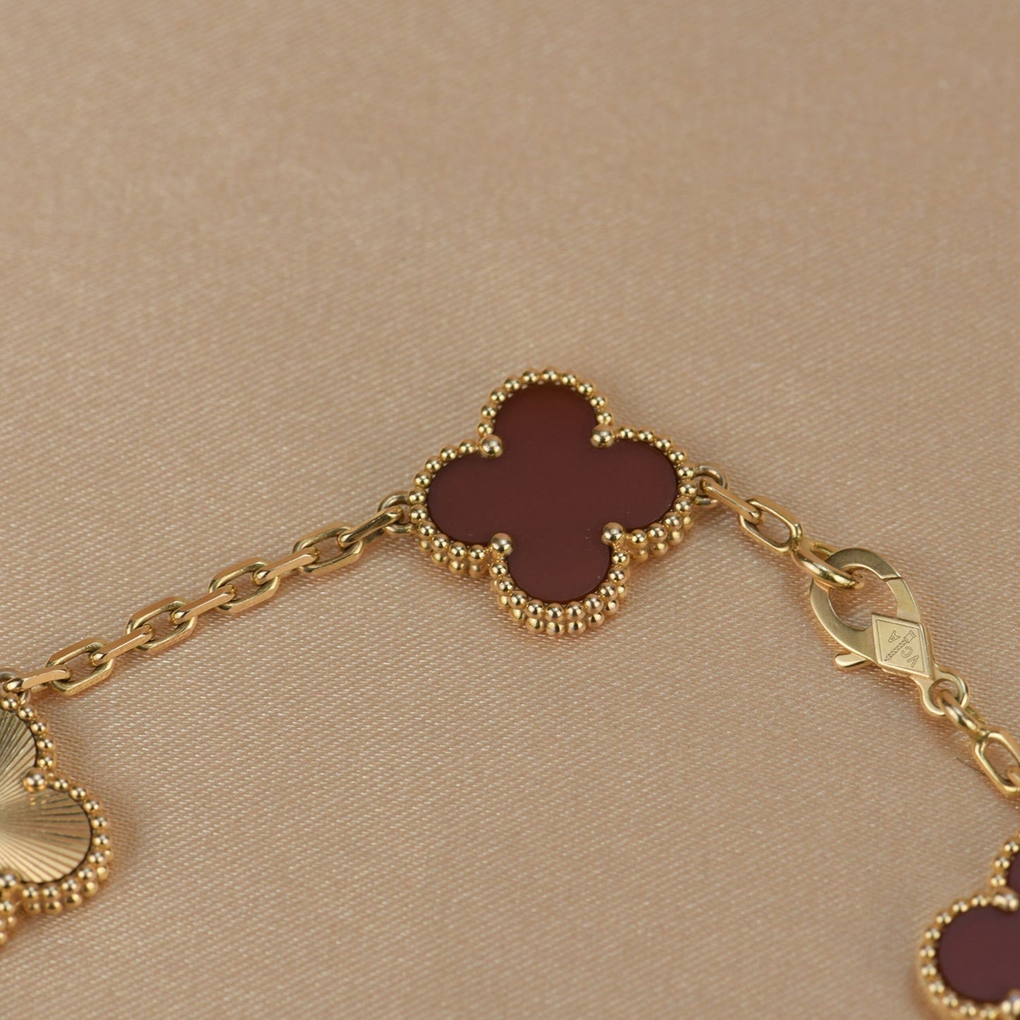 [Rose Jewelrys]CLOVER  5 MOTIFS CARNELIAN GOLD BRACELET