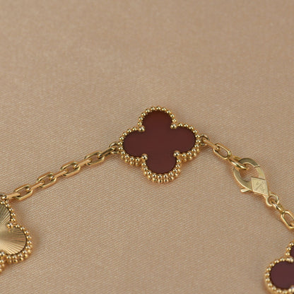 [Rose Jewelrys]CLOVER  5 MOTIFS CARNELIAN GOLD BRACELET